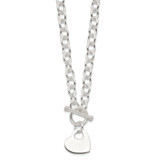 Sterling Silver Engraveable Heart Disc on Fancy Link Toggle Necklace - QG-EEA0C3AC-2915