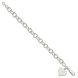 Sterling Silver Engraveable Heart Fancy Link Bracelet - QG-565E9D18-4408