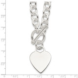 Sterling Silver Engraveable Heart Fancy Link Toggle Necklace