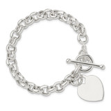 Sterling Silver Engraveable Heart Toggle Bracelet - QG-77515E88-6082