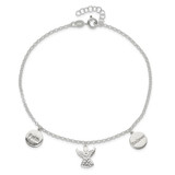 Sterling Silver Faith, Believe and Angel Dangles 9in Plus 1in Ext. Anklet