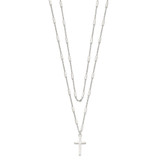Sterling Silver Fancy Cross Double Strand Necklace