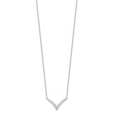 Sterling Silver Fancy-V Bar CZ  Necklace