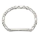 Sterling Silver Figaro Link ID Bracelet - QF-A44C1721-7326