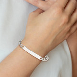 Sterling Silver Figaro Link ID Bracelet - QI-05AD32B6-5241