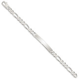 Sterling Silver Figaro Link ID Bracelet - QI-4D8E3430-3545