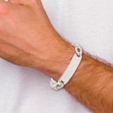 Sterling Silver Figaro Link ID Bracelet - QI-CA2B7950-6206