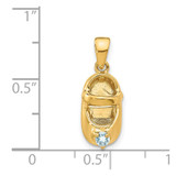 14k 3-D March/Synthetic Stone Engraveable Baby Shoe Charm