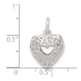 Sterling Silver Filigree Heart Charm - QC-636ED98D-3939