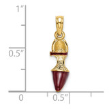 14K 3-D Maroon Enamel Closed Toe High Heel Charm