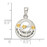 Sterling Silver Flash Gold Plated LOVE YOU TO THE MOON Pendant