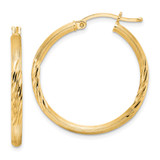 Sterling Silver Flash Gold-plated 2.5mm Polished/Satin D/C Hoop Earrings - QE-41B993C2-8415