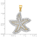 Sterling Silver Flash Gold-Plated and CZ Starfish Pendant