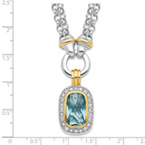 Sterling Silver Flash Gold-plated Clear and Blue CZ 16 inch Necklace