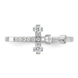 Sterling Silver Flash Platinum-plated CZ Cross Ring - QR-435E3D2F-2426