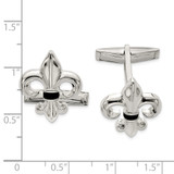 Sterling Silver Fleur De Lis w/Onyx Cuff Links