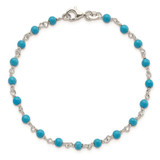 Sterling Silver Genuine Turquoise Bead Polished Bracelet - QG-957276D2-4054