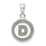 Sterling Silver Glitter Enamel Letter D Initial Circle Pendant