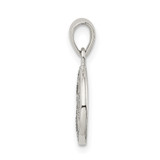 Sterling Silver Glitter Enamel Letter W Initial Circle Pendant
