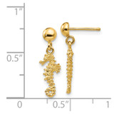 14k 3-D Mini Seahorse Dangle Post Earrings