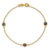 Sterling Silver Gold -tone Polished and Glass Evil Eye 7.25 inch Bracelet