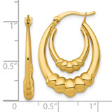 Sterling Silver Gold Tone Polished Scalloped Double Oval Hollow Hoop Earrings