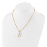 Sterling Silver Gold-plated 3-5.5mm White Button Freshwater Cultured Pearl LETTER B 18 inch Necklace
