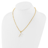 Sterling Silver Gold-plated 3-5.5mm White Button Freshwater Cultured Pearl LETTER F 18 inch Necklace