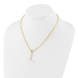 Sterling Silver Gold-plated 3-5.5mm White Button Freshwater Cultured Pearl LETTER L 18 inch Necklace