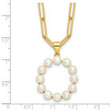 Sterling Silver Gold-plated 3-5.5mm White Button Freshwater Cultured Pearl LETTER O 18 inch Necklace