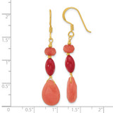 Sterling Silver Gold-plated Coral and Jade Dangle Earrings - QE-C2483F73-9882