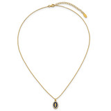 Sterling Silver Gold-plated CZ and Blue Enamel Miraculous Medal 15.75 inch with 2 inch extender Necklace