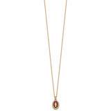 Sterling Silver Gold-plated CZ and Red Enamel Miraculous Medal 15.75 inch with 2 inch extender Necklace