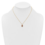 Sterling Silver Gold-plated CZ and Red Enamel Miraculous Medal 15.75 inch with 2 inch extender Necklace