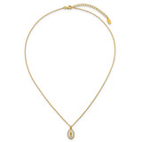 Sterling Silver Gold-plated CZ and White Enamel Miraculous Medal 15.75 inch with 2 inch extender Necklace