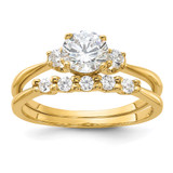Sterling Silver Gold-Plated CZ Engagement Ring and Band Set - QR-E3C8966E-9284
