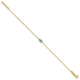 Sterling Silver Gold-plated Enamel Evil Eye w/.5 in ext. Bracelet