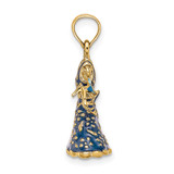 14K 3-D Moveable Enamel Blue Floral Dress w/ Shoe Charm