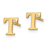 Sterling Silver Gold-plated Letter T Initial Post Earrings