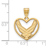 Sterling Silver Gold-plated LogoArt U.S. Air Force Heart Pendant