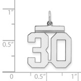 Sterling Silver Gold-plated Medium Polished Number 30 Charm