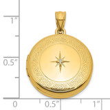 Sterling Silver Gold-plated Polished Front/Brushed Back 1/20 carat Diamond with Celtic Knot Border 20mm Round Locket