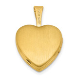 Sterling Silver Gold-plated Polished Front/Brushed Back Foot Prints with Hearts 12mm Heart Locket