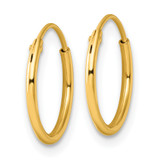 Sterling Silver Gold-tone 1.3mm Polished Endless Hoop Earrings - QE-D6DE23E8-1624
