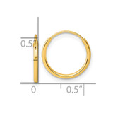 Sterling Silver Gold-tone 1.3mm Polished Endless Hoop Earrings - QE-D6DE23E8-1624