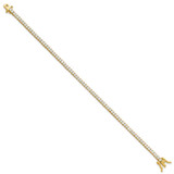 Sterling Silver Gold-tone 3mm Princess Cut CZ 7.75in Tennis Bracelet