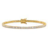 Sterling Silver Gold-tone 3mm Princess Cut CZ 7.75in Tennis Bracelet