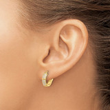 Sterling Silver Gold-tone 4mm CZ Hinged Huggie Hoop Earrings