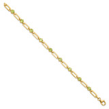 Sterling Silver Gold-tone 5mm 3.6PE Peridot Paperclip Chain Bracelet