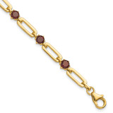 Sterling Silver Gold-tone 5mm 4.05GA Garnet Paperclip Chain Bracelet